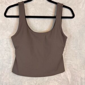 Fabletics Ribbed Cropped Top with built in Sports Bra - Grey